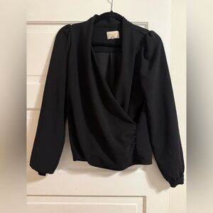 Sézane Black Draped Blouse